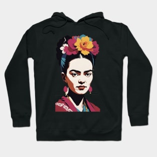 Frida's Colorful Canvas: Vibrant Portrai Hoodie